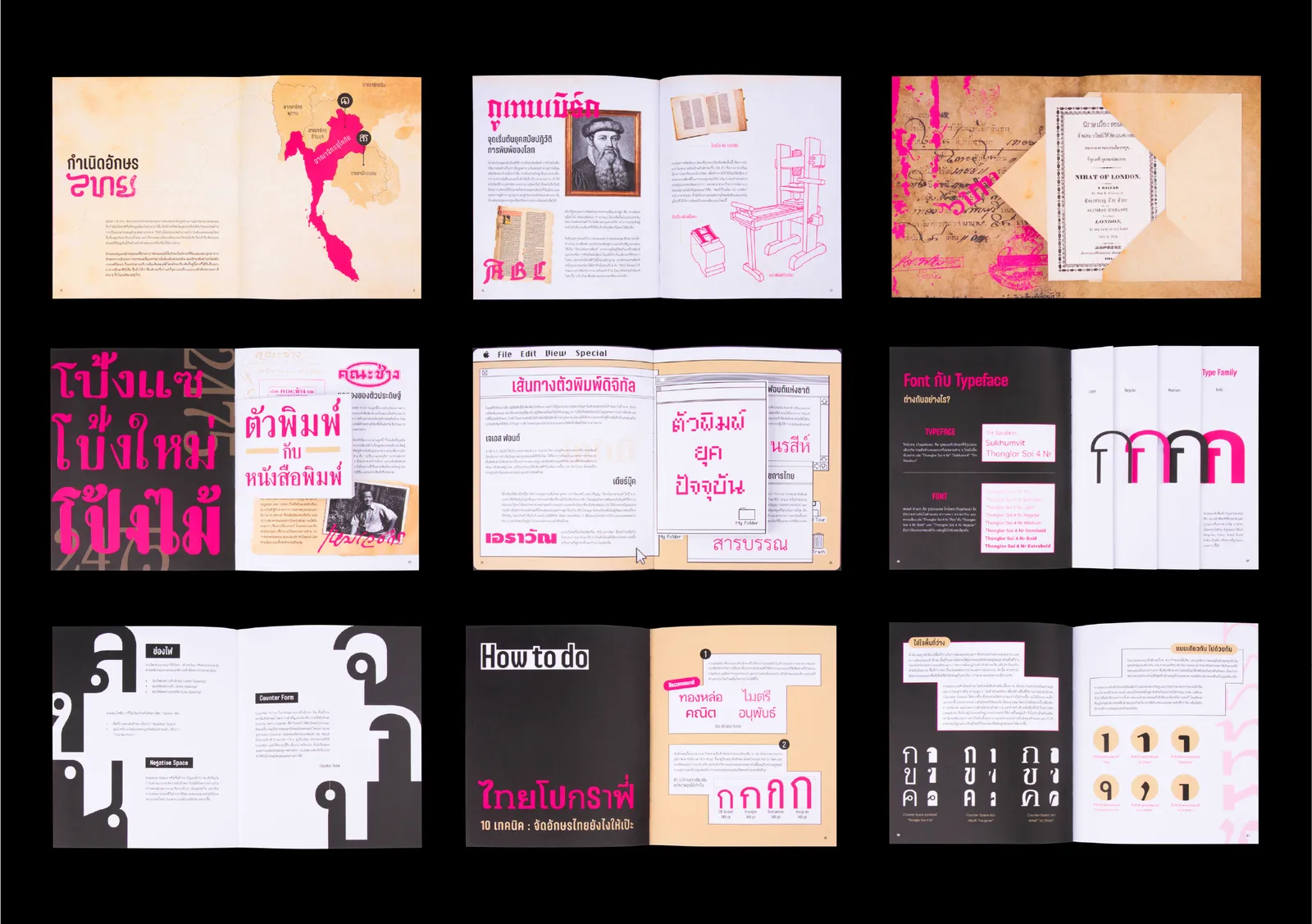 Reference plates from the Thai type study that frames the project.