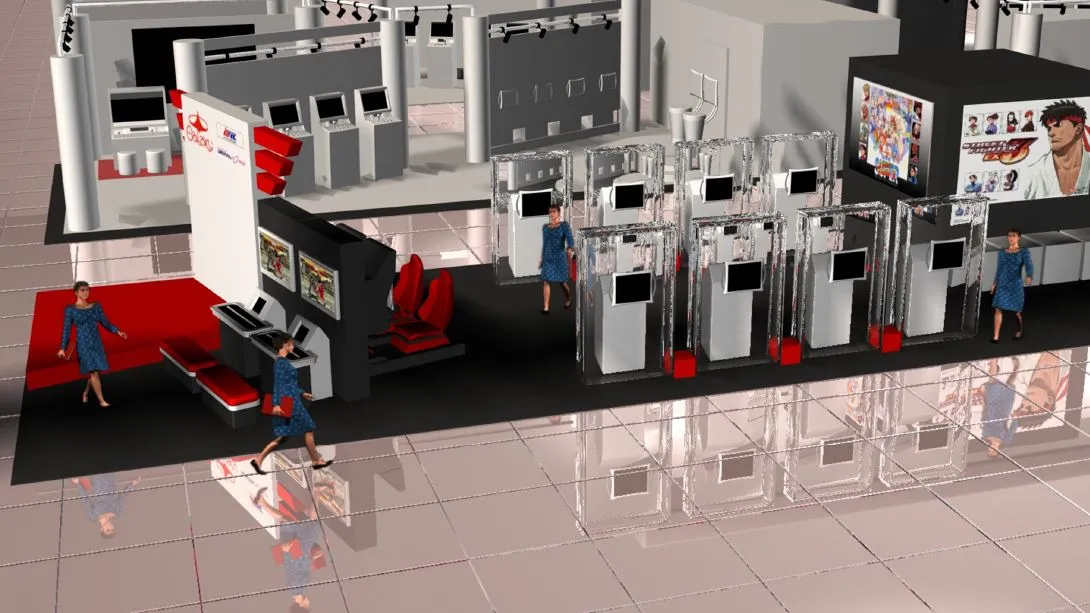 Exhibition stand — circulation and sightlines tested in model before build.